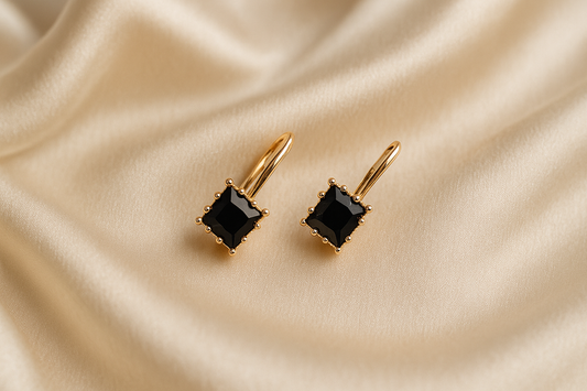 Boucles d'oreilles carré noir