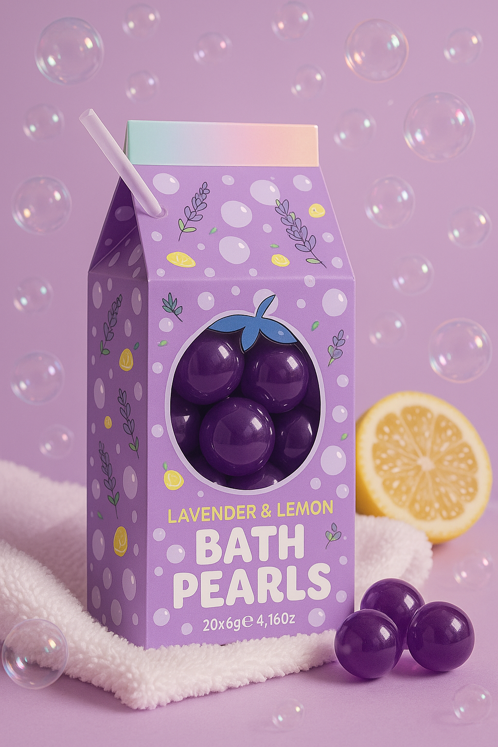 Perle de bain à l'huile de lavande et citron (20×4g)